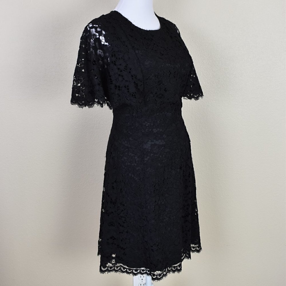 Vince Camuto Black Lace Cape Sleeve Dress 8 - Picture 4 of 8